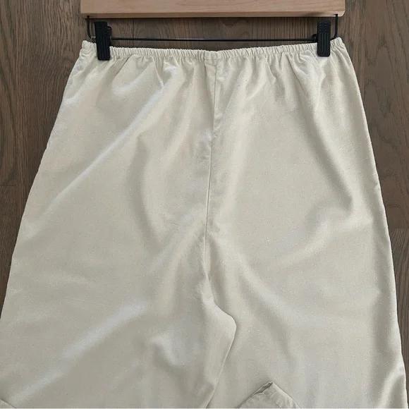NWT Baserange Stoa Wild Silk Elastic Waist Wide Leg Lounge Pants Natural Cream S